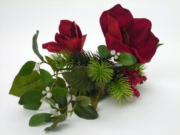 Aranjament artificial cu floare Amaryllis si Vasc HO rosu