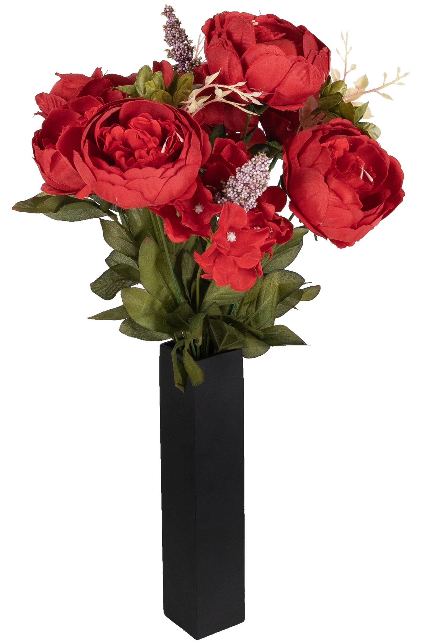 Buchet de bujori artificiali rosii D30xH48cm. cu 10 flori