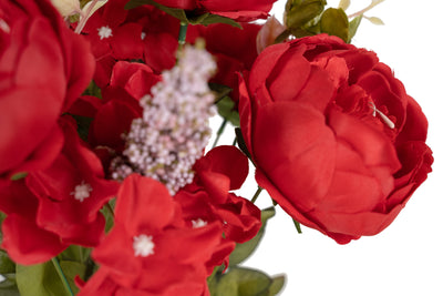 Buchet de bujori artificiali rosii D30xH48cm. cu 10 flori