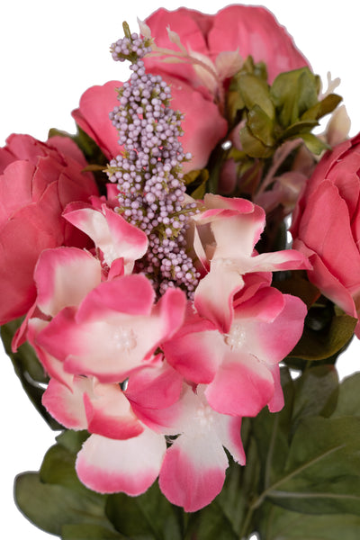Buchet de bujori artificiali rosii si roz D30xH48cm. cu 10 flori