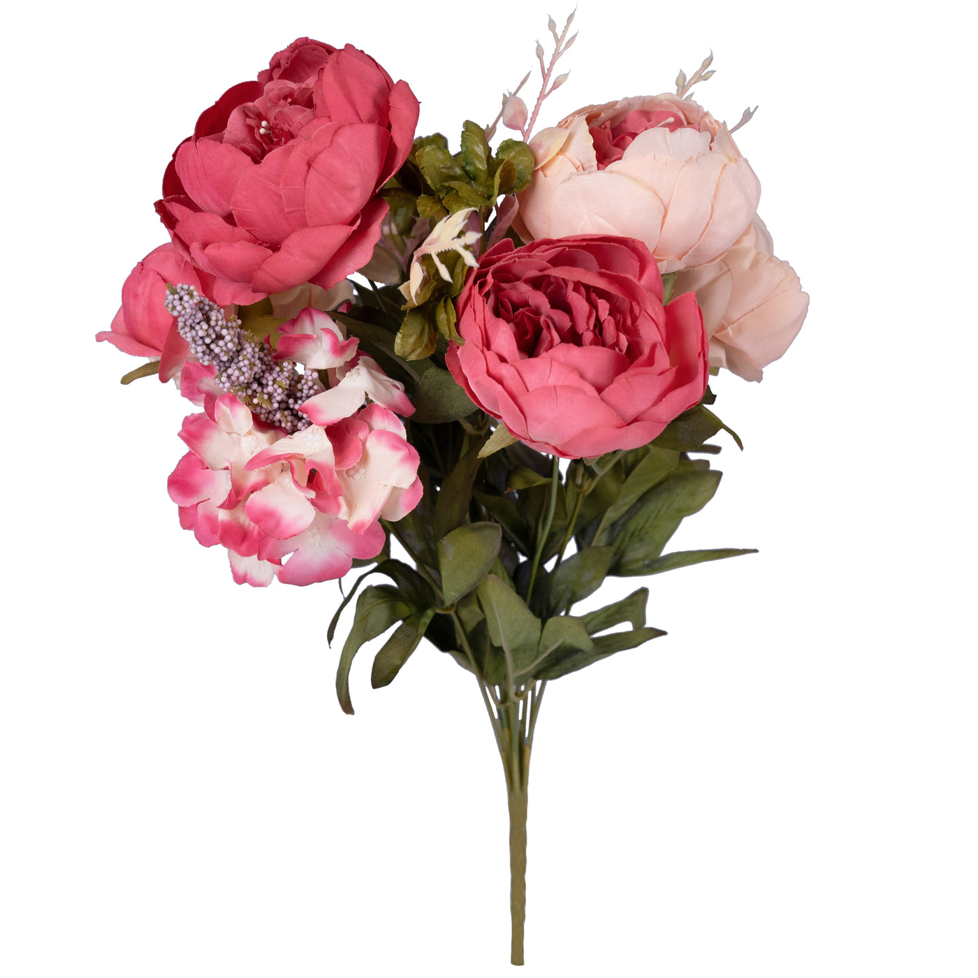 Buchet de bujori artificiali rosii si roz D30xH48cm. cu 10 flori