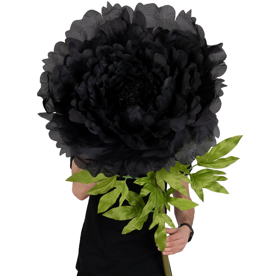 Bujor artificial D58xH140 cm negru cu tulpina gigant XXXL fara suport