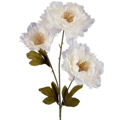Bujor artificial D25xH67 cm cu 3 flori. alb
