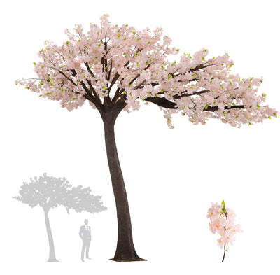 Copac artificial H320cm Cires cu flori roz deschis, coroana L320cm