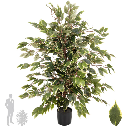 Copac artificial H90cm Ficus benjamina varigat cu 336 frunze verzi