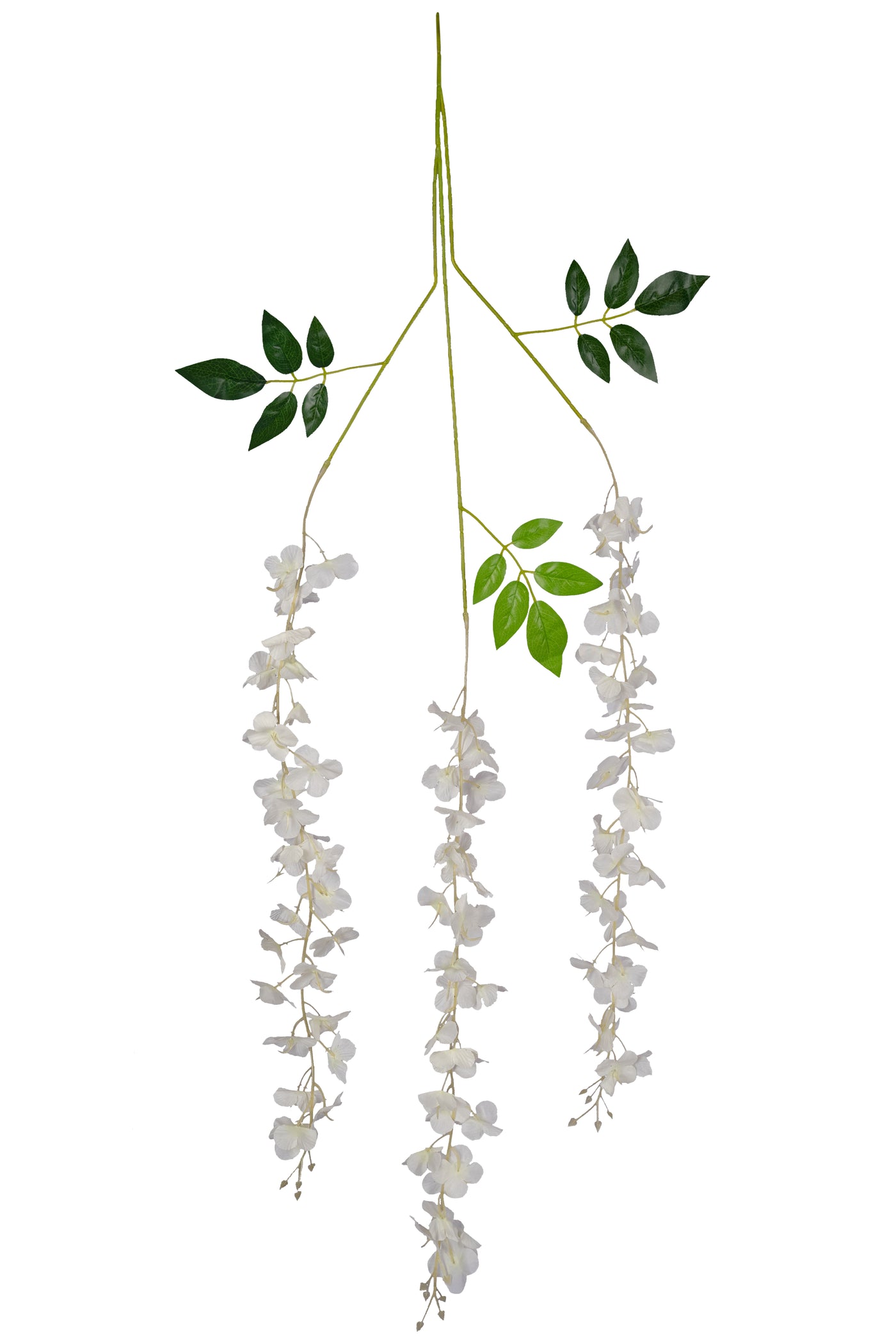 Wisteria artificiala cu flori albe pe 3 ramuri H100 cm