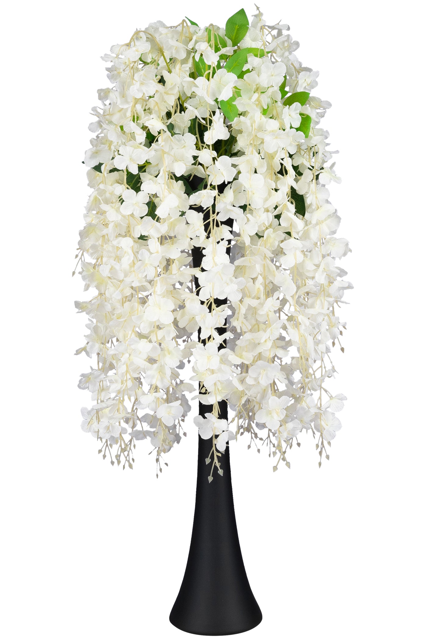 Wisteria artificiala cu flori albe pe 3 ramuri H100 cm