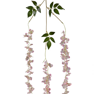 Wisteria artificiala cu flori roz deschis pe 3 ramuri H110 cm