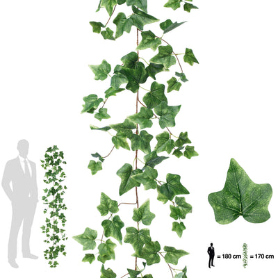Iedera artificiala H170cm cu 110 frunze verde cu crem