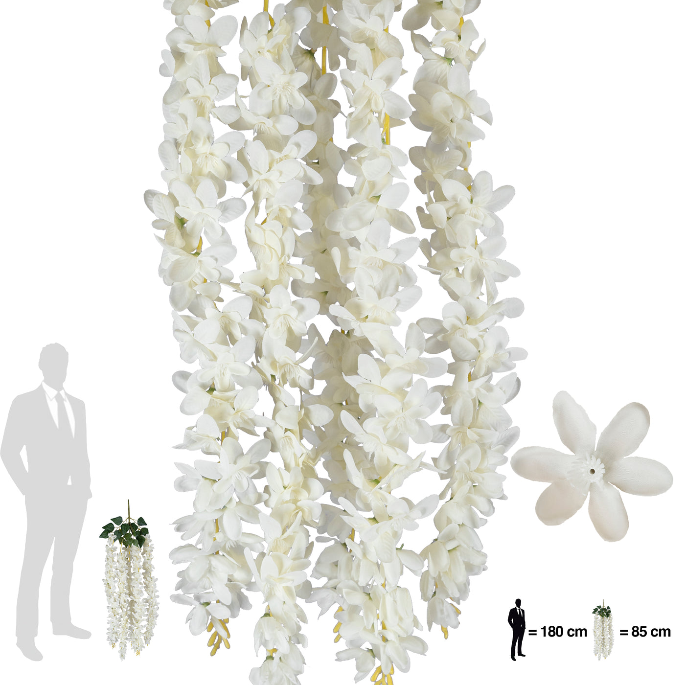 Ghirlanda artificiala de orhidee alba H85 cm