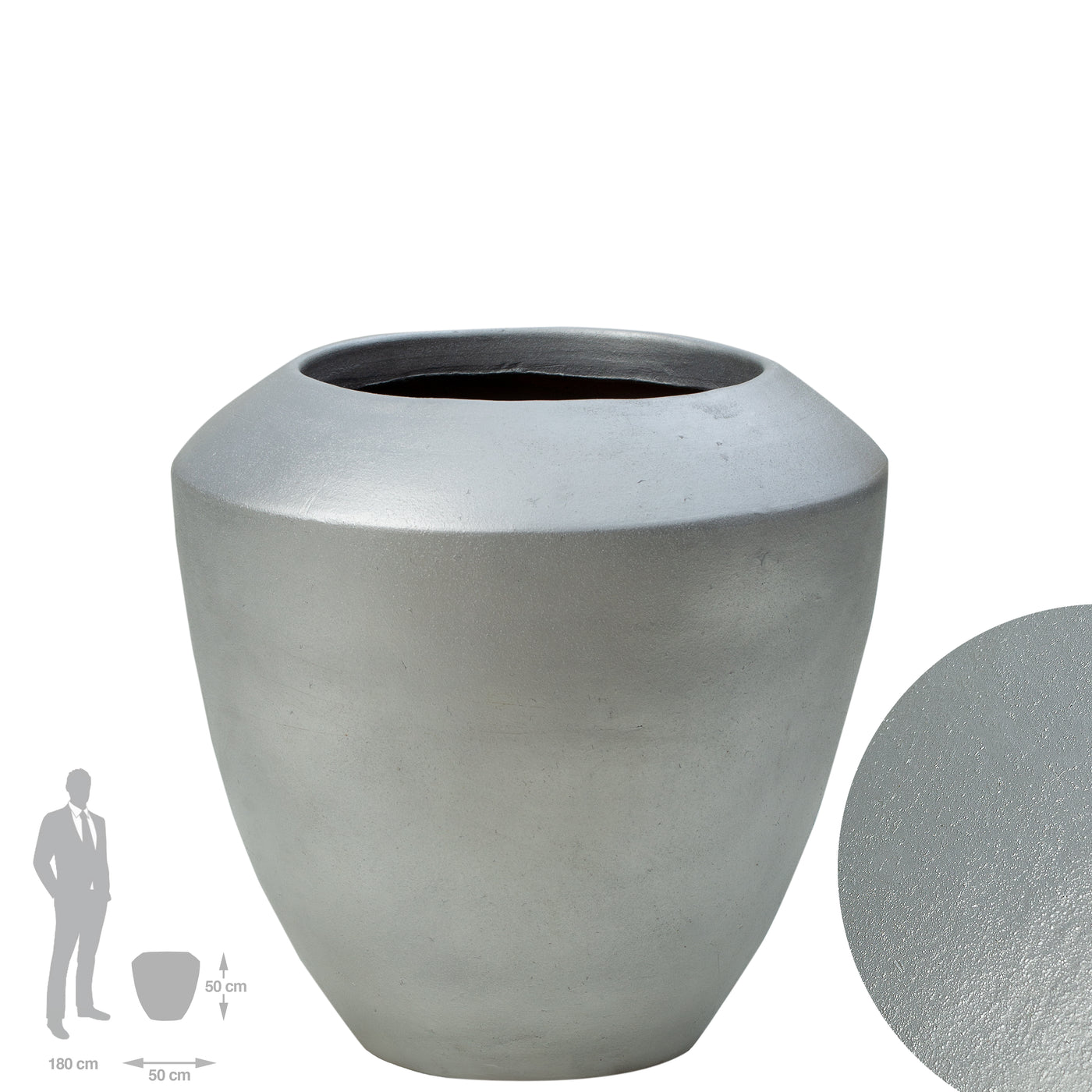 Ghiveci flori D50xH50 cm ceramic Coppa, argintiu