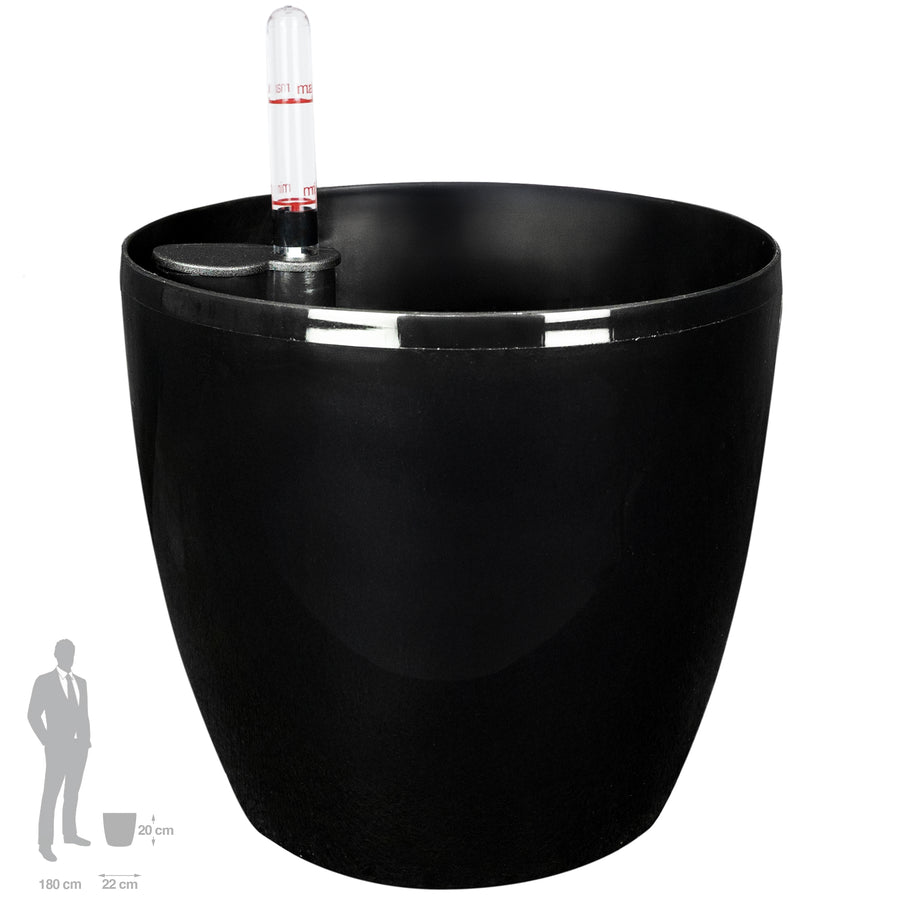 Ghiveci inteligent H20xD22 cm Classico cu set complet udare negru lucios