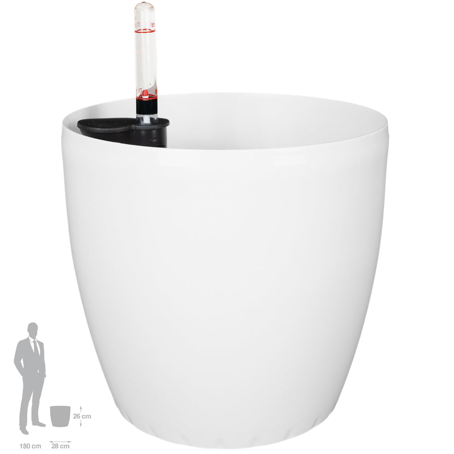 Ghiveci inteligent H26xH28 cm cu set complet udare Classico alb lucios