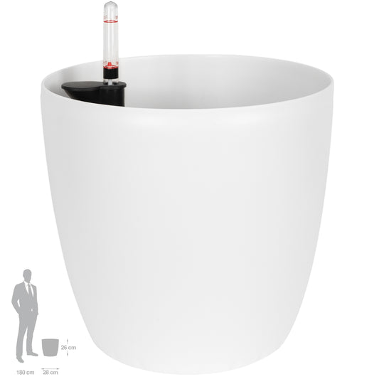 Ghiveci inteligent H26xH28 cm cu set complet udare Classico alb mat