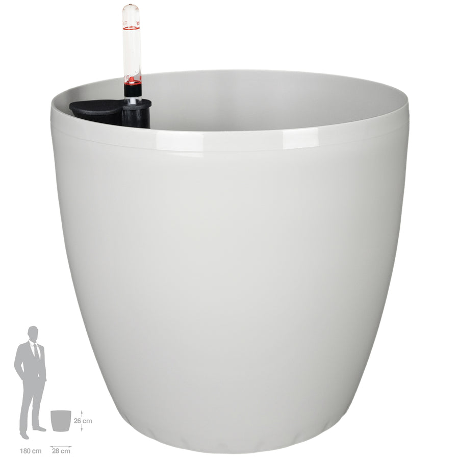 Ghiveci inteligent H26xH28 cm cu set complet udare Classico gri lucios
