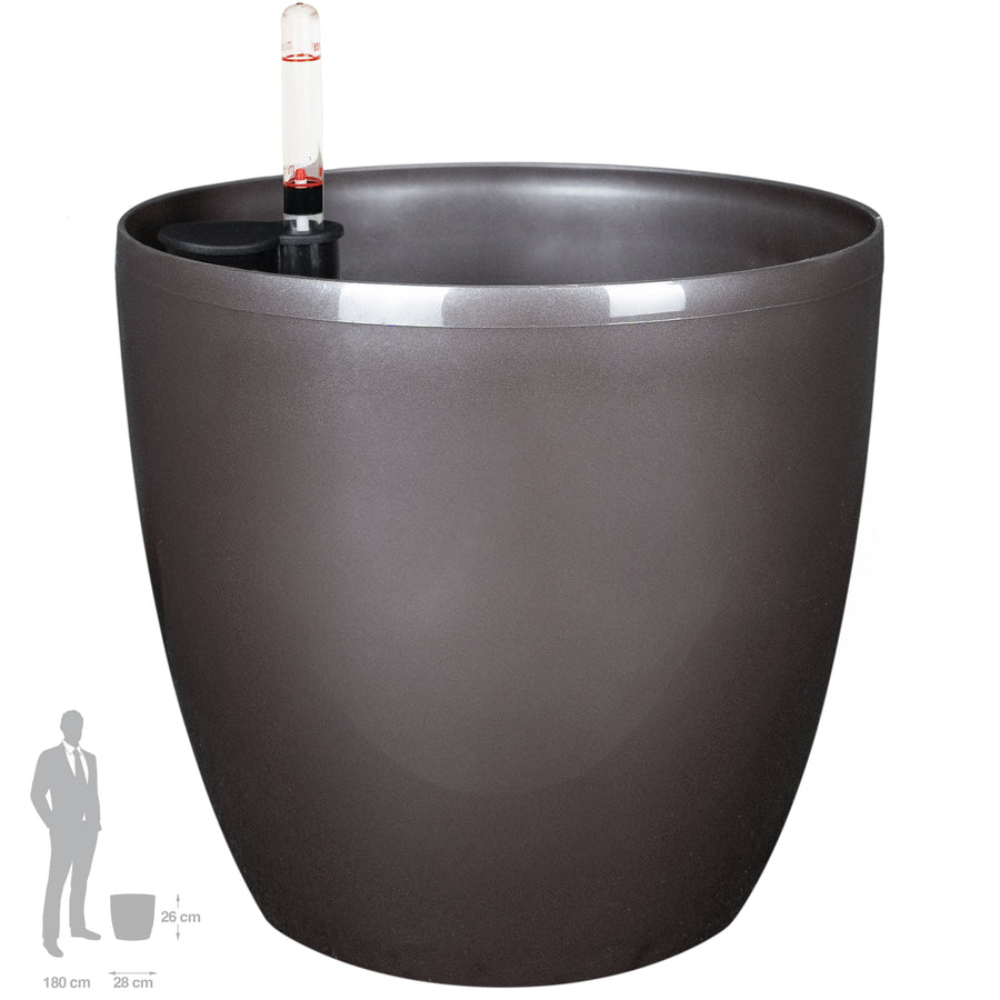 Ghiveci inteligent H26xH28 cm cu set complet udare Classico maro ruginiu lucios