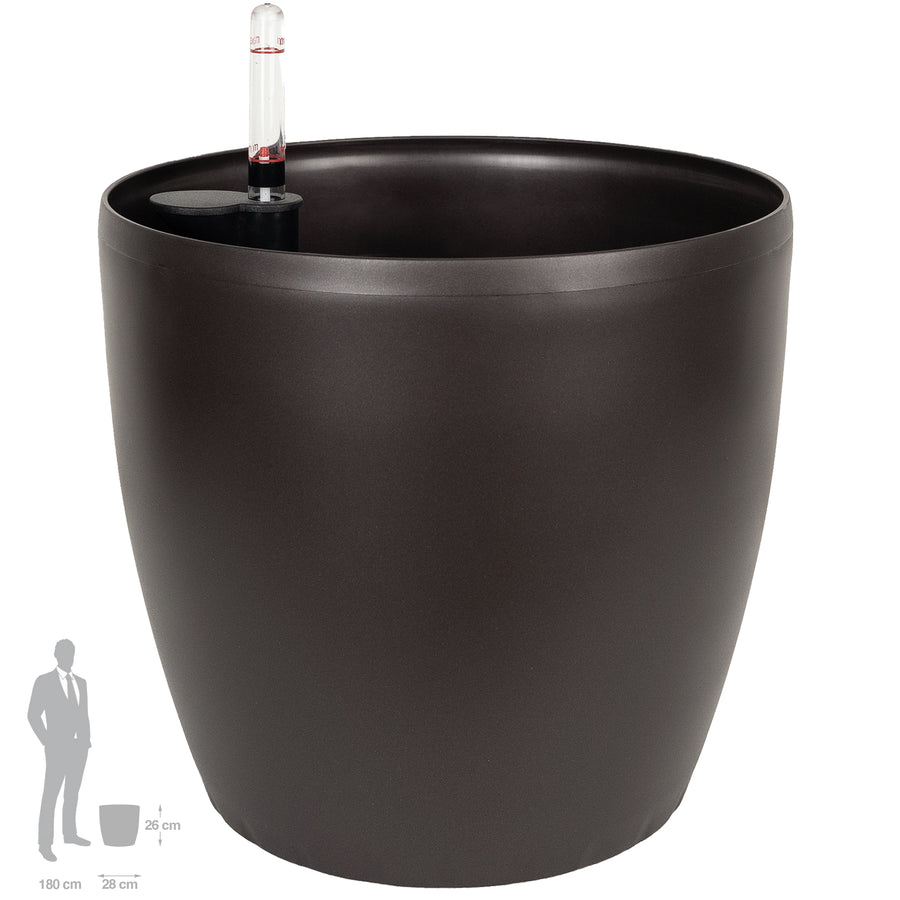 Ghiveci inteligent H26xH28 cm cu set complet udare Classico maro ruginiu mat