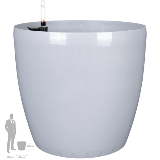 Ghiveci inteligent H39xD43 cm cu set complet udare si roti Classico gri urban lucios