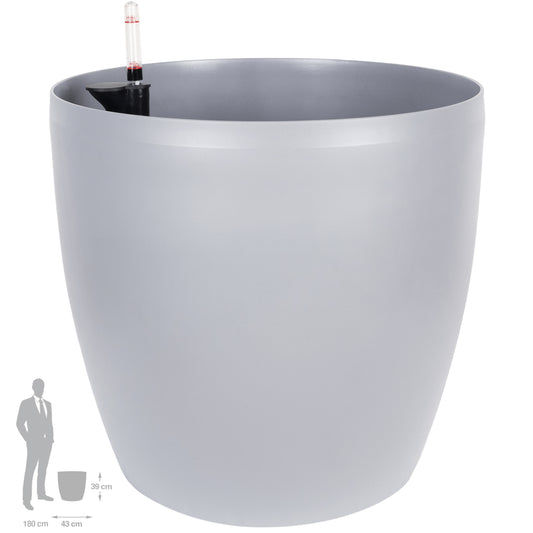Ghiveci inteligent H39xD43 cm cu set complet udare si roti Classico gri urban mat