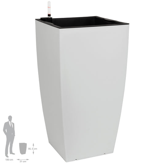 Ghiveci inteligent H56.5x31x31 cm cu set complet udare Cubico gri mat