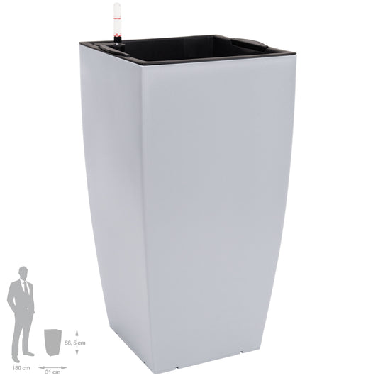 Ghiveci inteligent H56.5x31x31 cm cu set complet udare Cubico gri urban mat