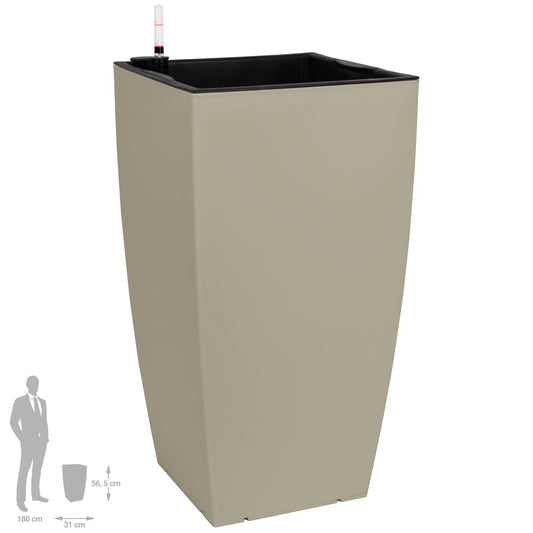 Ghiveci inteligent H56.5x31x31 cm cu set complet udare Cubico maro spicy mat