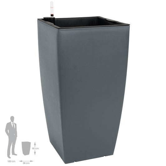 Ghiveci inteligent H66x36x36 cm cu set complet udare Cubico antracit mat