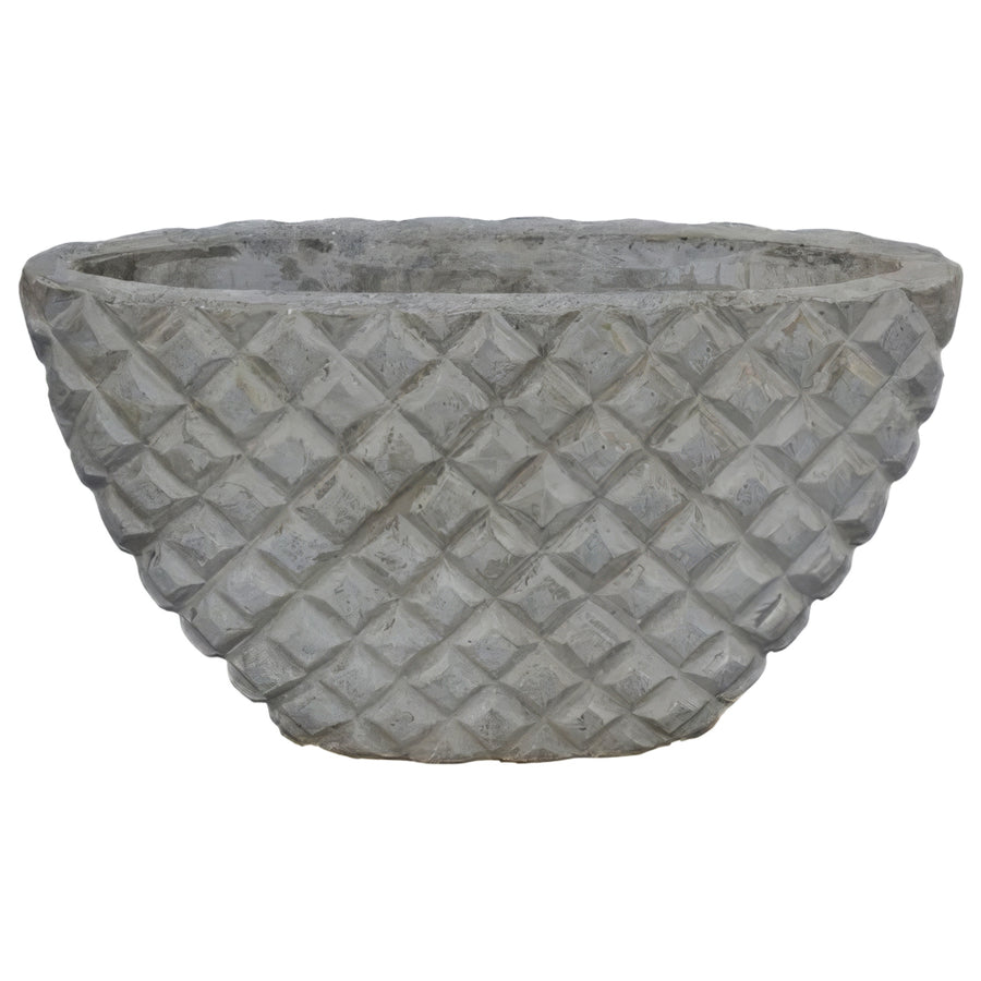 Ghiveci oval Diamante L61xW15xH35 cm gri ciment