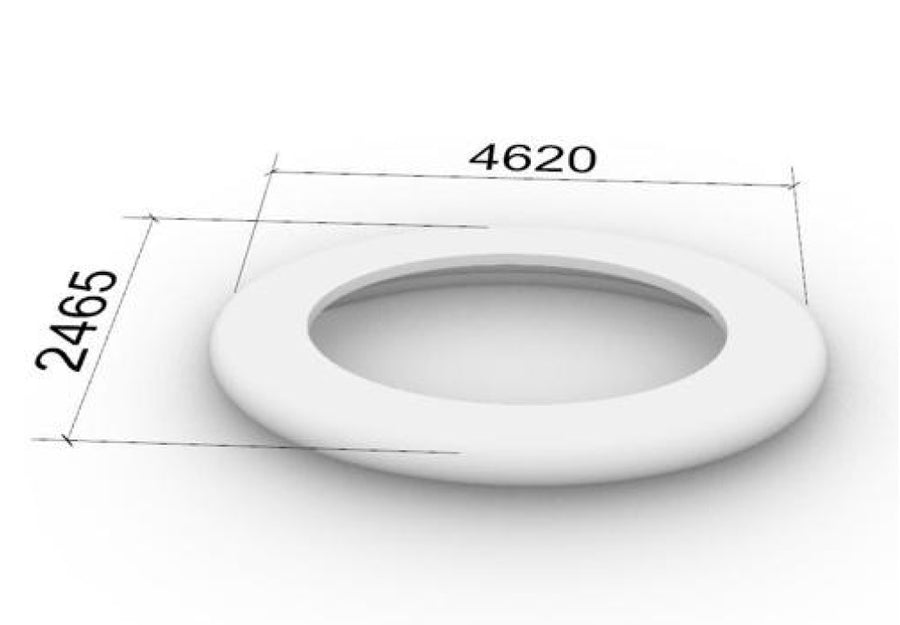 Ghiveci urban oval cu banca si spatar 462x246.5 cm