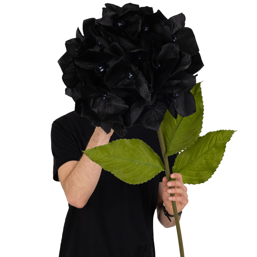 Hortensie artificiala D33xH100 cm neagra cu tulpina gigant fara suport