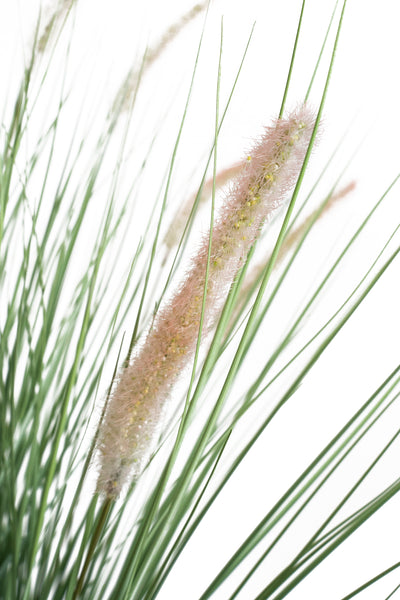 Iarba artificiala foxtail verde de primavara cu 18 flori albe H100cm