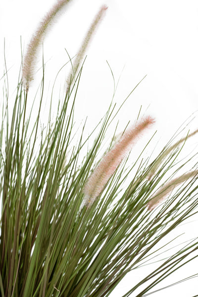 Iarba artificiala foxtail verde de toamna cu 18 flori albe H100cm
