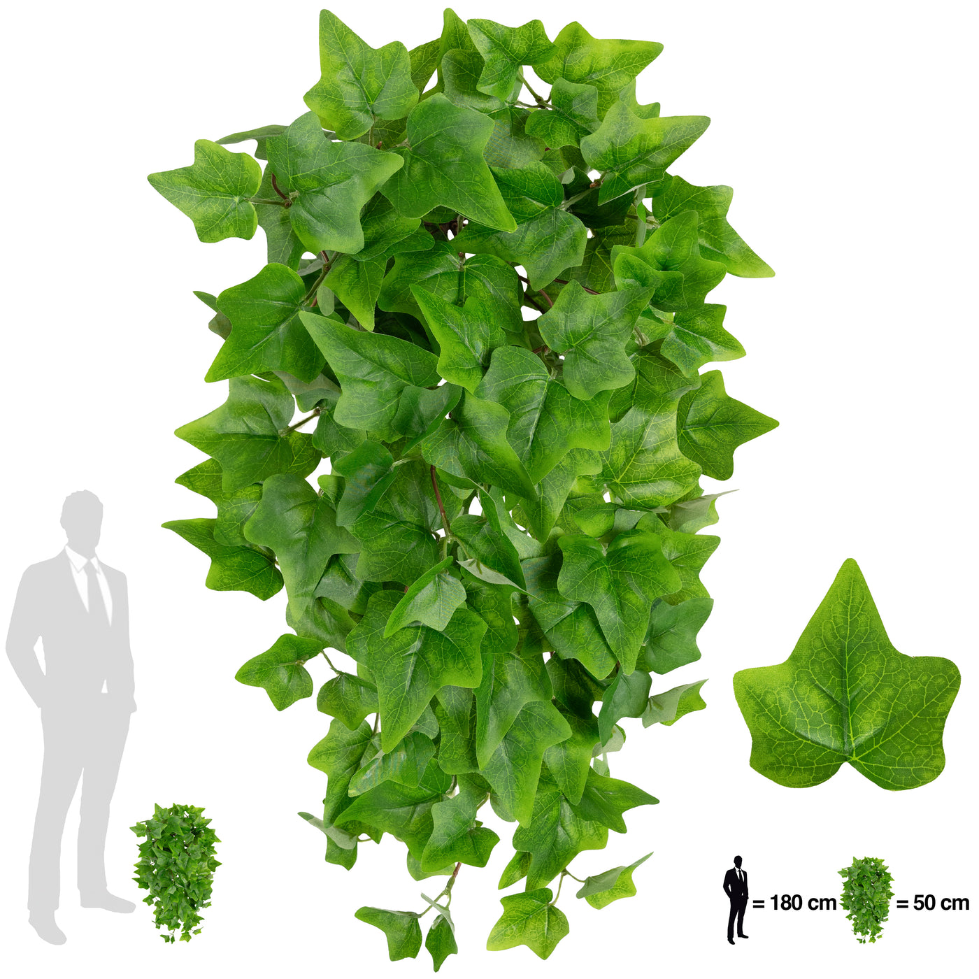 Iedera artificiala H50cm cu 128 frunze verde deschis
