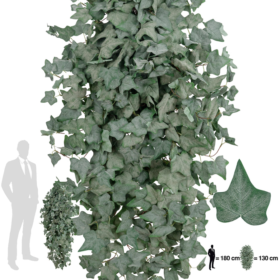 Iedera artificiala catifelata H130cm cu 570 frunze verde inchis