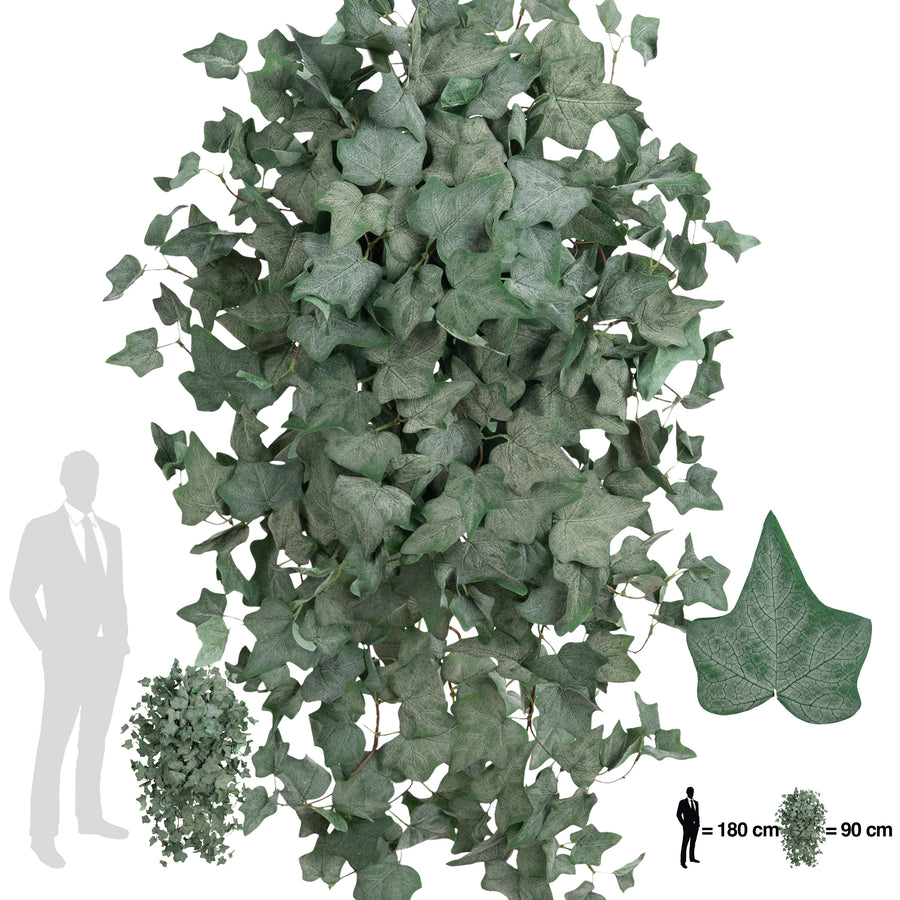 Iedera artificiala catifelata H90 cm cu 352 frunze verde inchis