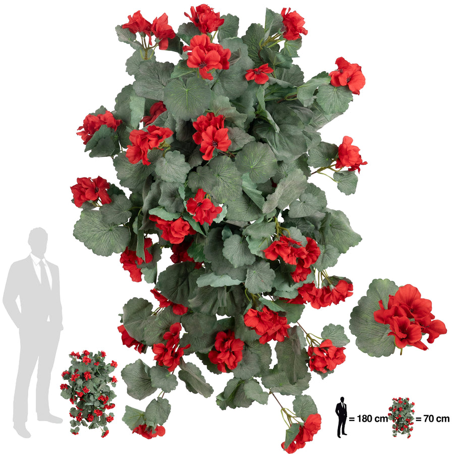 Muscata artificiala curgatoare 70 cm cu 202 frunze si 30 flori rosii