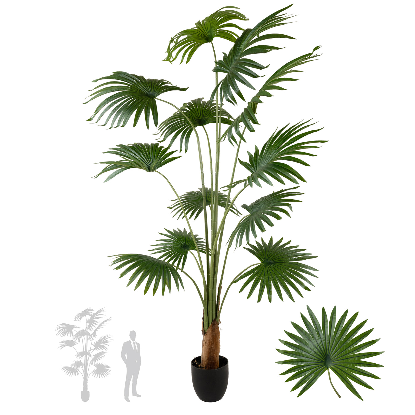 Palm artificial H200cm Washingtonia cu 12 frunze cu protectie UV