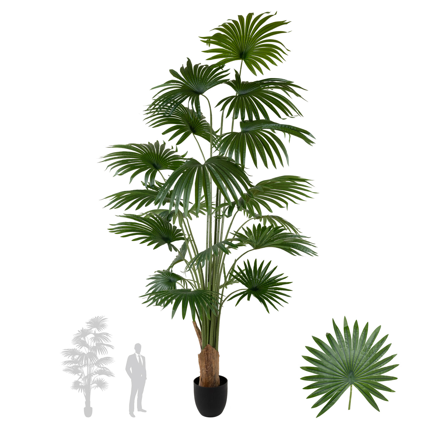 Palm artificial H220cm Washingtonia cu 20 frunze cu protectie UV