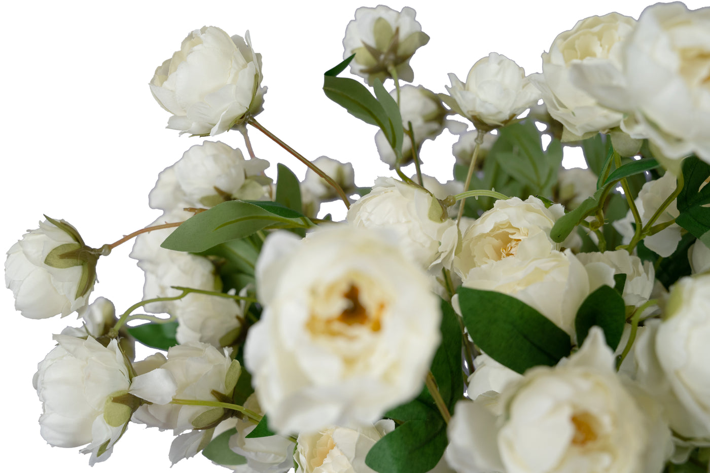 Trandafir tros artificial cu 6 flori albe D25xH75 cm