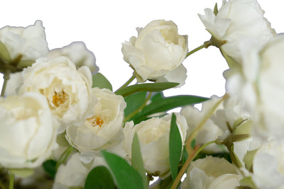 Trandafir tros artificial cu 6 flori albe D25xH75 cm