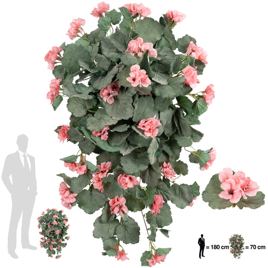 Muscata artificiala curgatoare 70 cm cu 202 frunze si 30 flori roz deschis