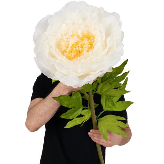 Bujor artificial D38xH110 cm ivory cu tulpina gigant XL