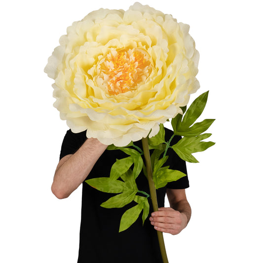 Bujor artificial D48xH130 cm portocaliu cu tulpina gigant XXL fara suport