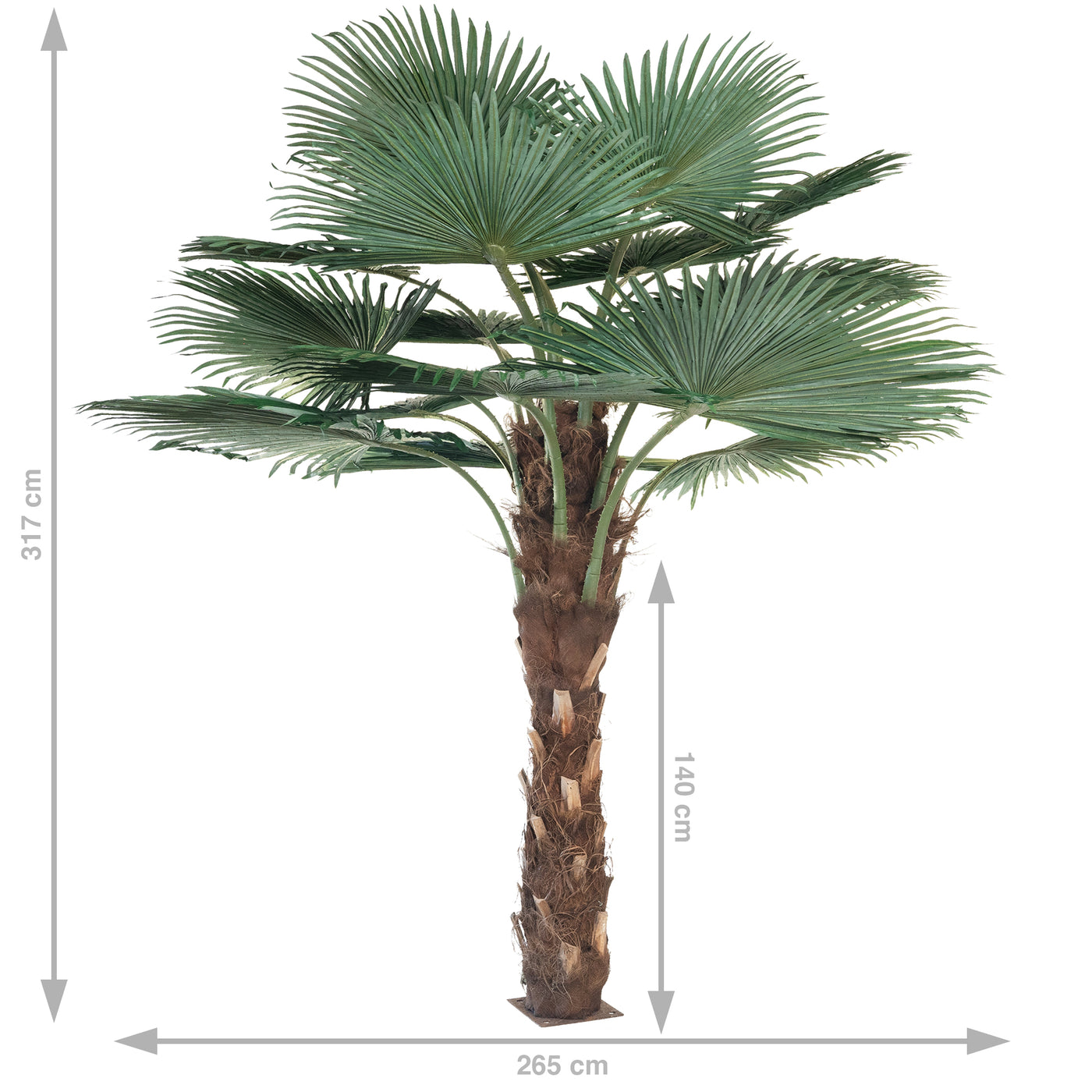 Palm artificial H300cm Washingtonia cu trunchi natural. coroana D300cm cu protectie UV