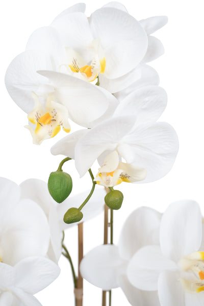 Orhidee artificiala alba cu aspect natural H61 cm cu 3 tulpini