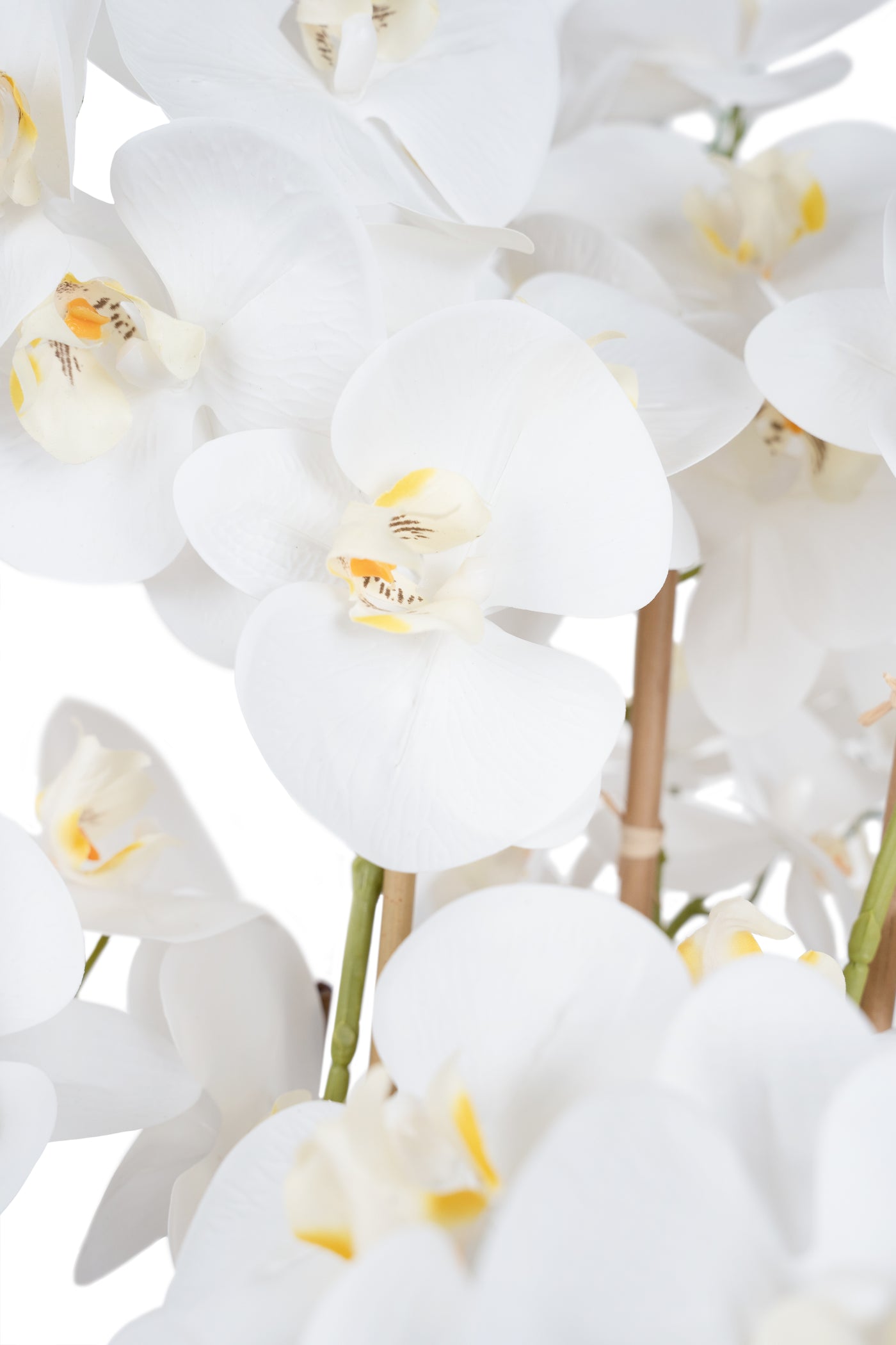 Orhidee artificiala alba cu aspect natural H66 cm cu 6 tulpini