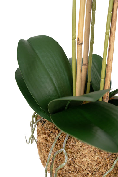 Orhidee artificiala alba cu aspect natural H61 cm cu 3 tulpini