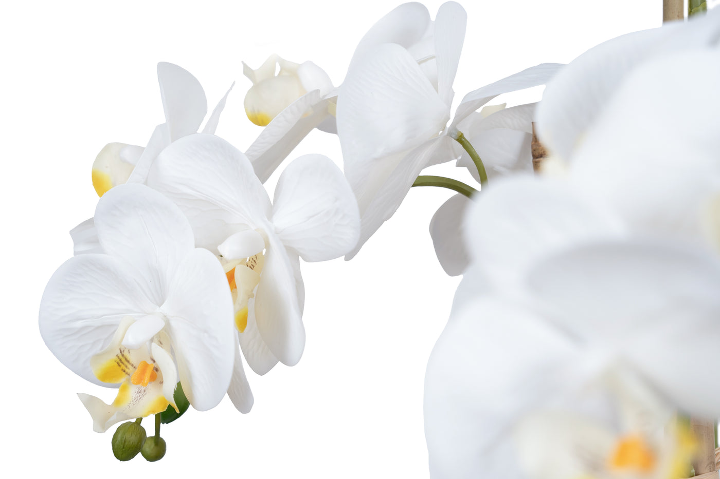 Orhidee artificiala alba cu aspect natural H61 cm cu 3 tulpini