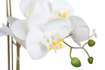 Orhidee artificiala alba cu aspect natural H61 cm cu 3 tulpini