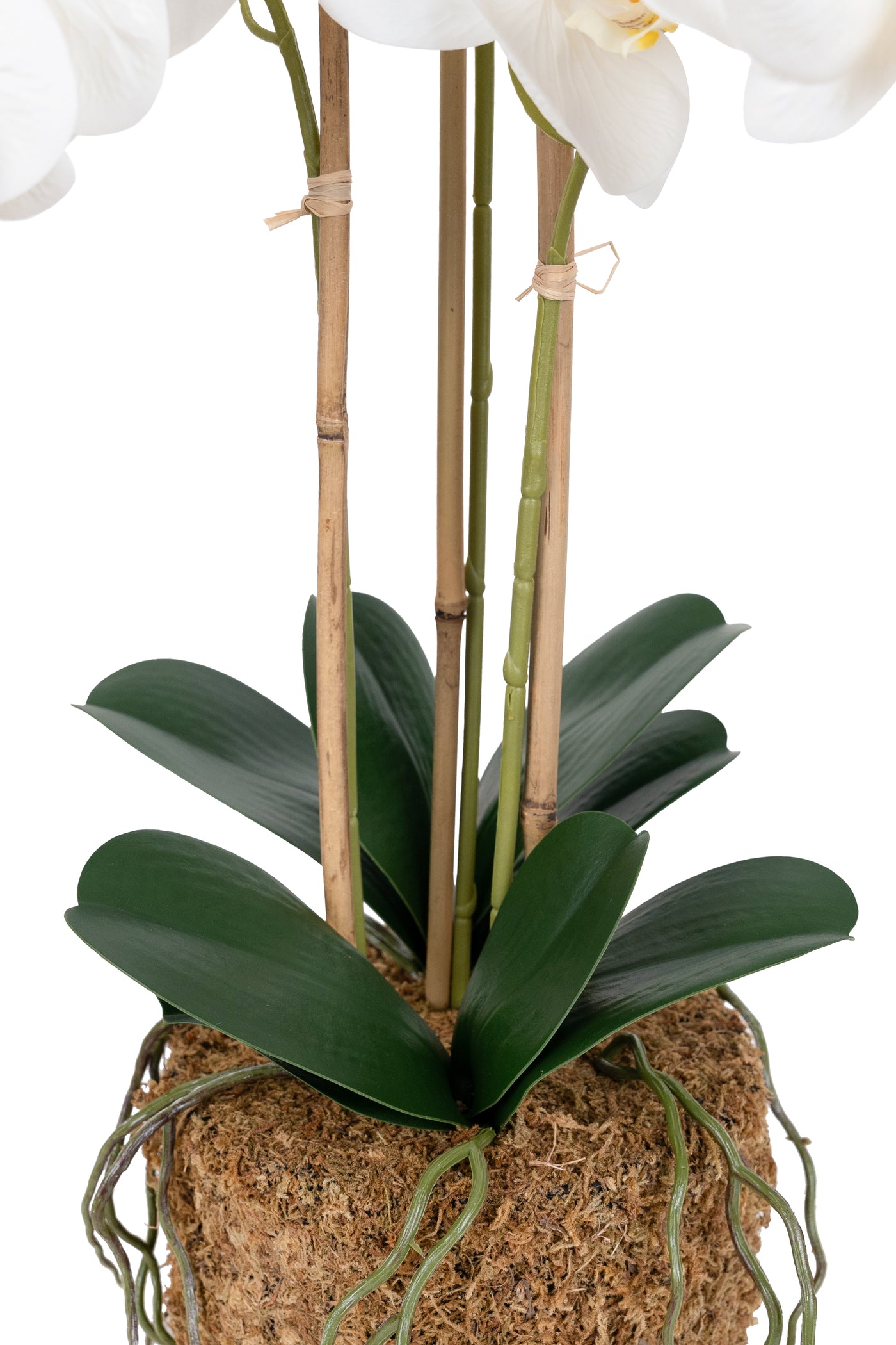 Orhidee artificiala alba cu aspect natural H61 cm cu 3 tulpini